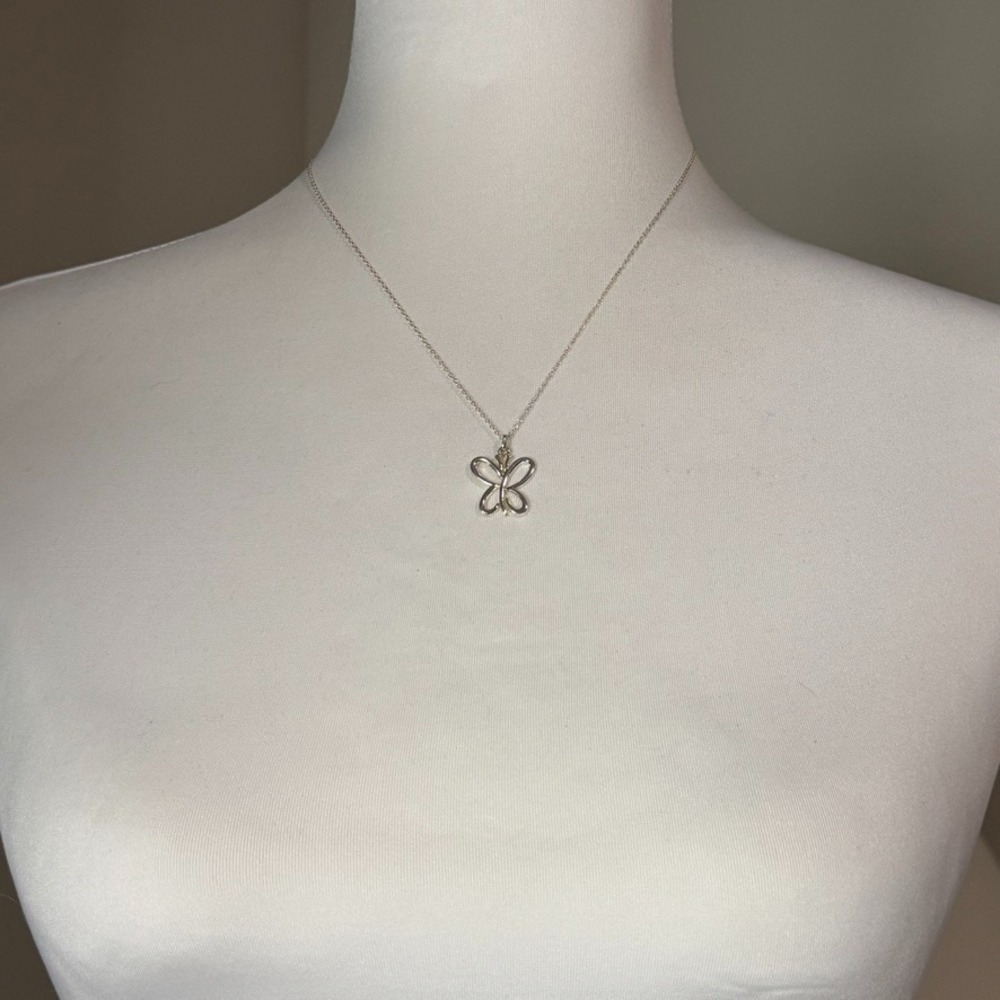 Sterling Silver 925 Open Butterfly Cutout Pendant Necklace 18" Spring Marsala - Picture 2 of 8